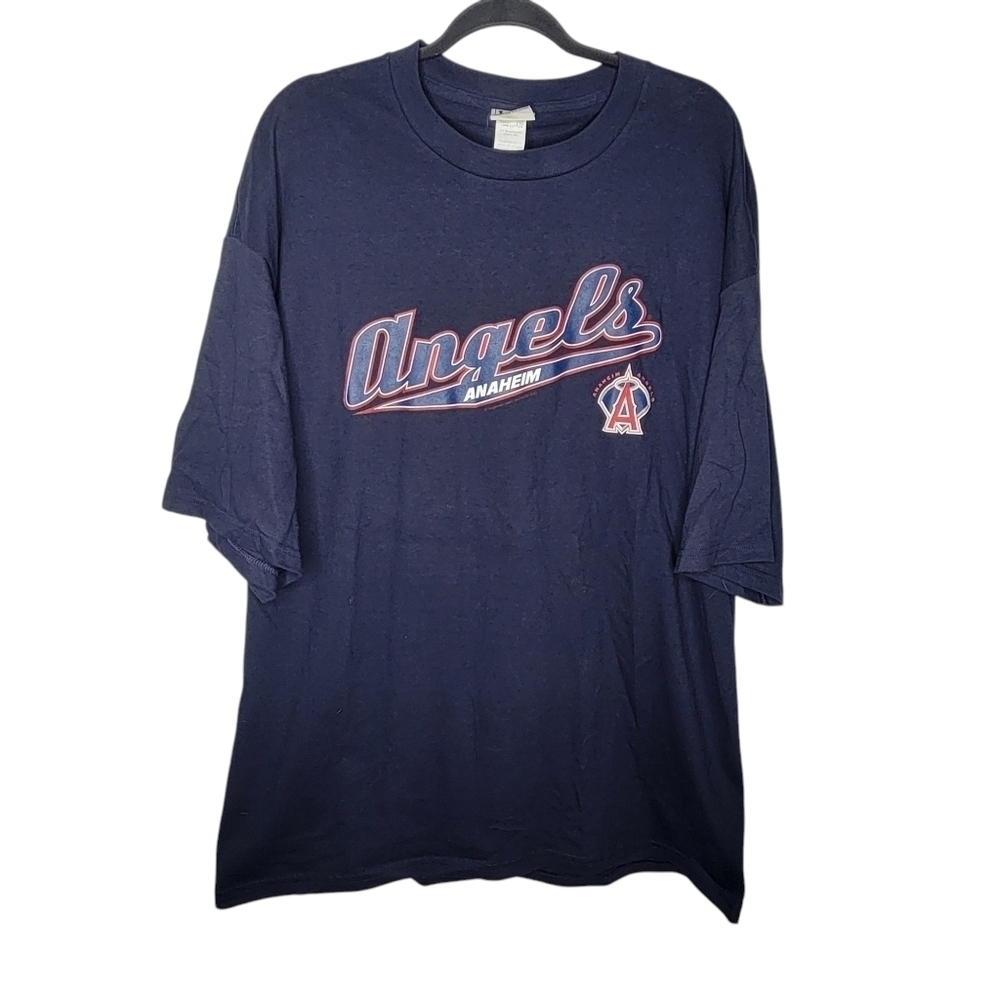 Vintage Y2K MLB L.A. Angels Anaheim Spellout Logo Graphic T-Shirt Size 2XL